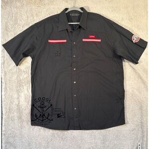 COOGI Australia Anchor Graphic Short‎ Sleeve Button Down Shirt Mens 4XL Blk Red